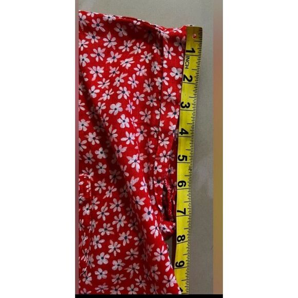 Old Navy Women's Linen Blend Top Red White Blue Front Tie  Short Sleeve Med EUC - Picture 11 of 13